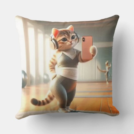 Coussin Selfie Cat vole l'oreiller projecteur (Verso)