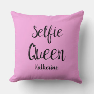 Coussin Selfie Nom Reine Pink Personnalisé