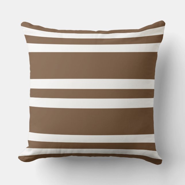 Coussin Selle Brown et blanche rayée (Recto)