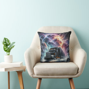 Coussin Semi Camion dans une tempête de foudre vibrante