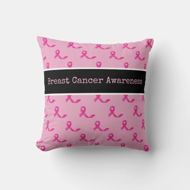 Coussin Sensibilisation au cancer du sein avec le ruban ro (Recto)