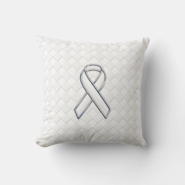 Coussin Sensibilisation moderne au ruban blanc sur les chè (Recto)
