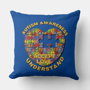Coussin Sensibilisation sur l'autisme Puzzle Coeur Jeu Ore