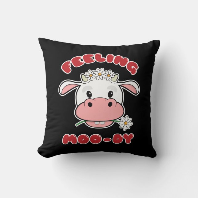 Coussin Sentiment laiteux | Citation de vache de dessin an (Recto)