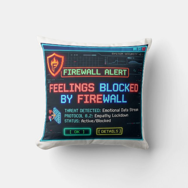 Coussin Sentiments Bloqués Par Pare-Feu Drôle Cybersécurit (Recto)