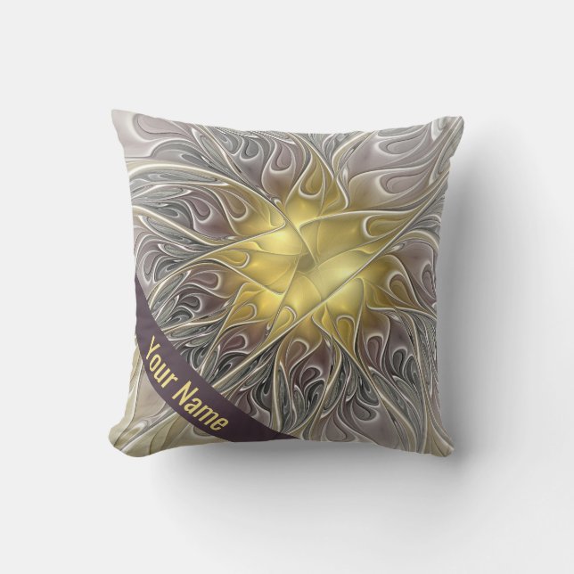 Coussin S'épanouir avec l'art abstrait moderne fleur nom o (Recto)