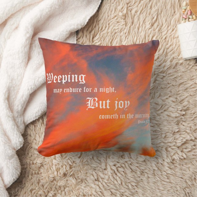 Coussin Septembre Nuages avec Psaume 30:5 (Couverture)