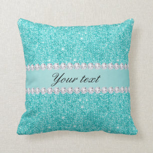Coussin Séquences et diamants Turquoises Faux
