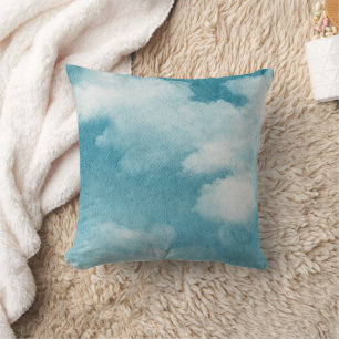 Coussin Serene Horizon Dreams Aquarelle Bleu et blanc