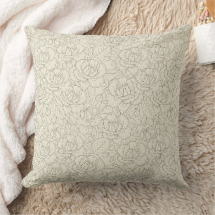 Coussin Serene Sage Green Roses vintages en fleurs