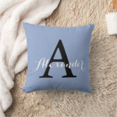 Coussin Sérénité Bleu Bébé Garçon Couleur Solide Monogramm (Couverture)