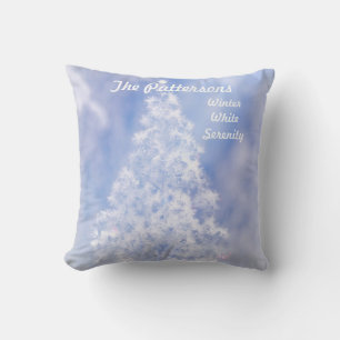 Coussin Sérénité Ciel bleu neige White Tree scène d'hiver