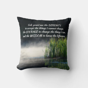 Coussin Serenity Prayer Cattails Dans Mist Inspiration