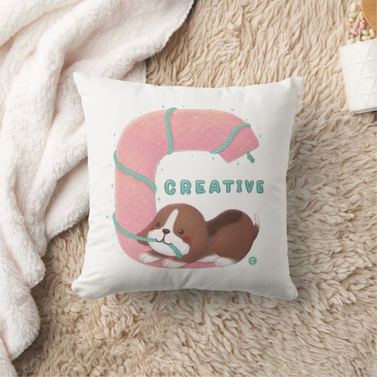 Coussin Série Alphabet : "C" Illustration Beagle créative (Couverture)