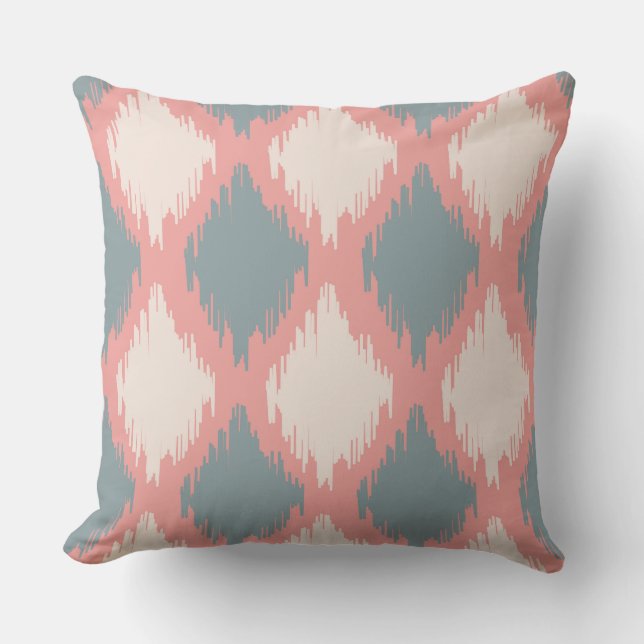 Coussin Série Ikat Rose Deux Couleurs (Recto)