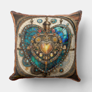 Coussin Série Steampunk Cœur en Verre Teinté Doré
