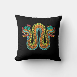 Coussin Serpent Double Tête Aztèque Mexique Art