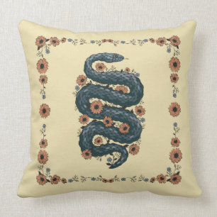 Coussin Serpent floral (bleu)