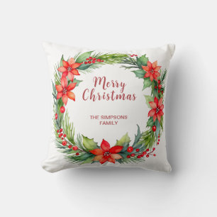 Coussin Serre moderne et script Joyeux Noël