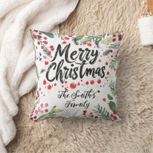 Coussin Serrure et script modernes Joyeux Noël