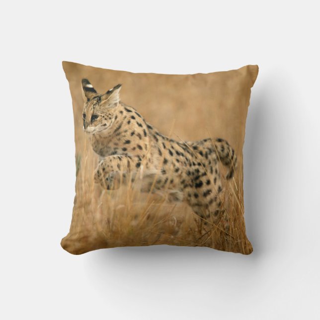 Coussin Serval (Leptailurus Serval) sautant (Recto)