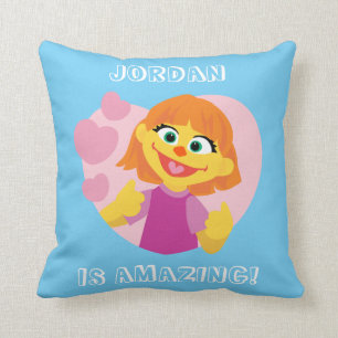 Coussin Sesame Street Julia cœur rose
