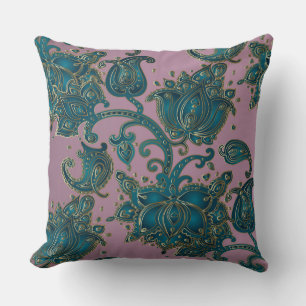 Coussin S'est levé/coussin turquoise de conception florale