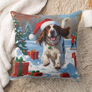 Coussin Setter anglais coule dans la neige avec Casquette 