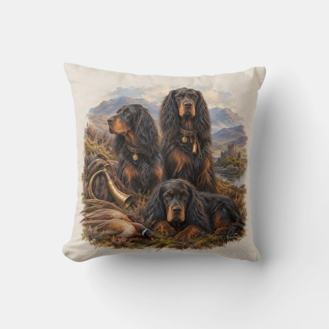 Coussin Setter Gordon avec faisans, Art (Recto)