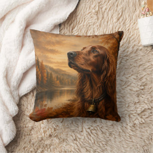 Coussin Setter Irlandais d'Automne – Art de Chien de Chass