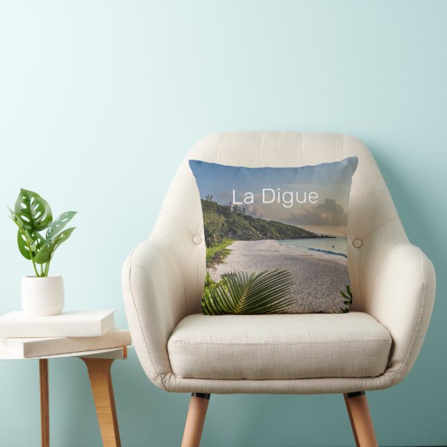 Coussin Seychelles La Digue Sunset Beach Souvenir de vacan (Chaise)