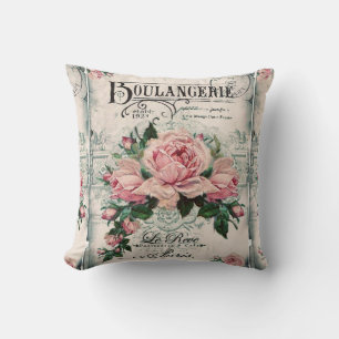 Coussin shabby chic, découpage, victorien, français chic,