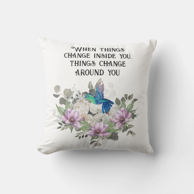 Coussin Shabby chic flowers art and selflove quote (Recto)