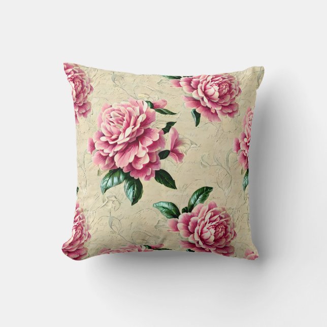 Coussin Shabby Chic Gardenias Rose (Recto)