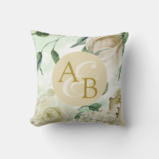 Coussin Shabby Chic ivoire fleurie personnalisée couples