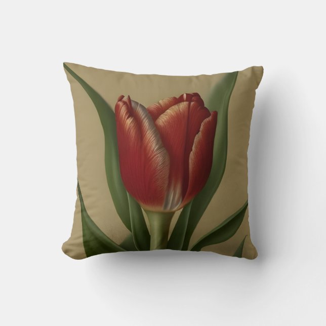 Coussin Shabby Chic Jolie Tulipe Rouge (Recto)