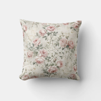 Coussin Shabby Chic Pink Roses Cottagecore