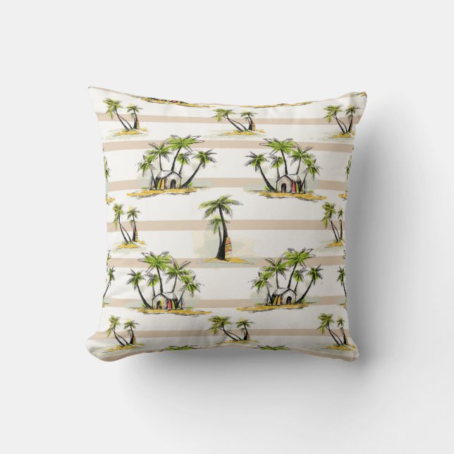 Coussin Shack tropical et paumes (Recto)