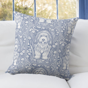 Coussin Shaggy Dog Blues Vintage Victorian Puppy in Garden
