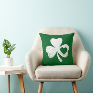 Coussin Shamrock de coeur de Green Jour de la Saint Patric
