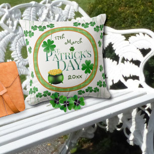 Coussin Shamrock d'or Saint Patrick's Day