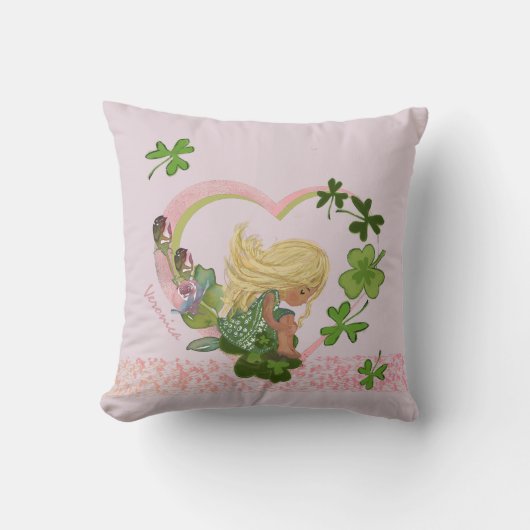 Coussin Shamrock fille rose douce (Recto)