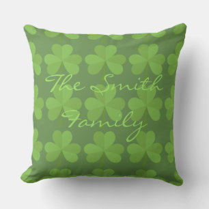 Coussin Shamrock irlandais St Patrick Clovers Motif vert