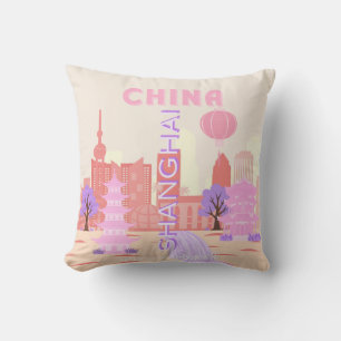 Coussin Shanghai Chine Pastel Voyage Art