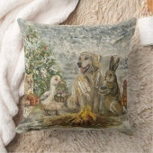 Coussin Shared Warmth Whimsical Farmhouse Animals Campfire (Couverture)