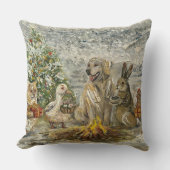 Coussin Shared Warmth Whimsical Farmhouse Animals Campfire (Recto)