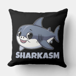 Coussin Sharkasm avec Porbeagle Shark Baby Funny Pun