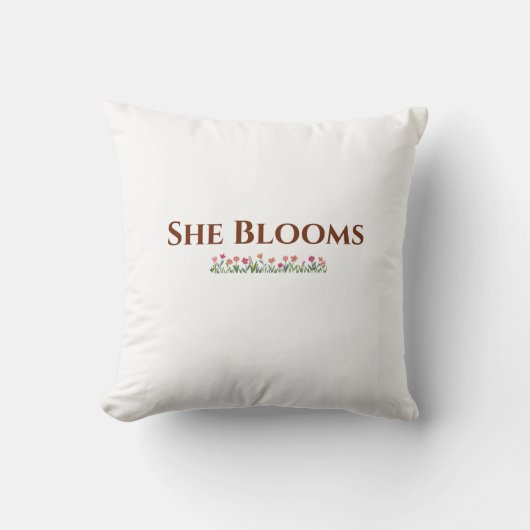 Coussin She Blooms Decorative Floral Throw Pillow (Recto)