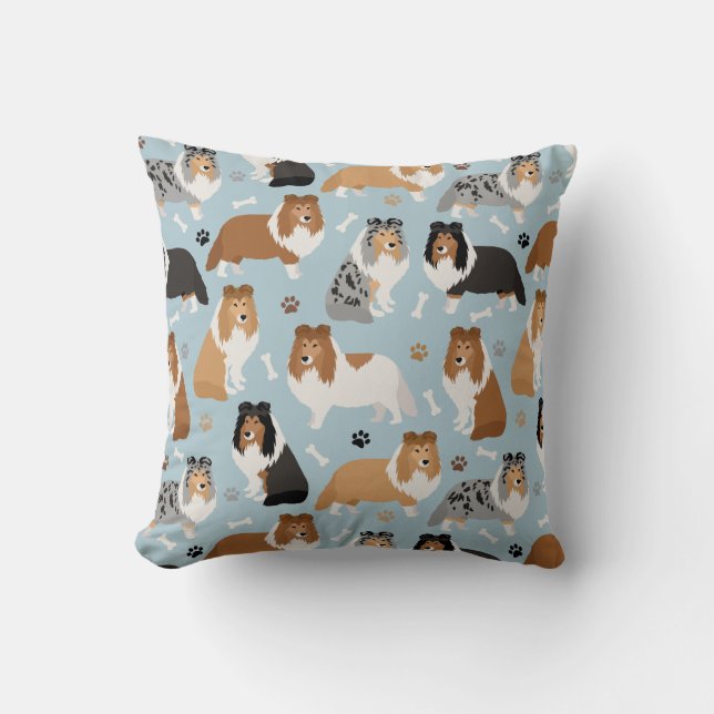 Coussin Sheltie Bones and Paws (Recto)