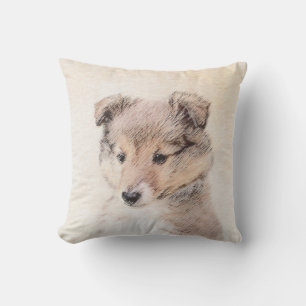 Coussin Shetland Sheepdog Puppy Peinture Chien original ar